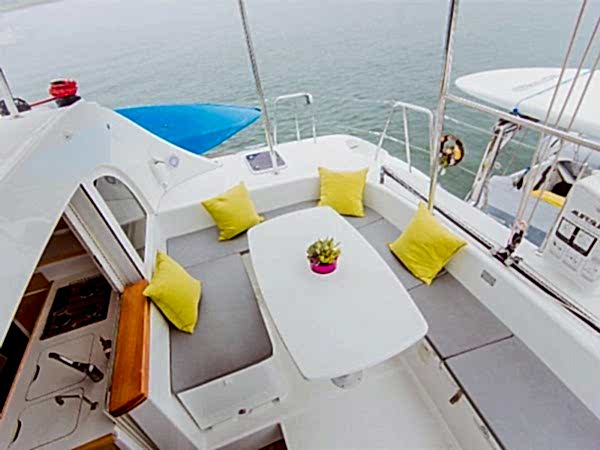 LA catamaran charter outside seating